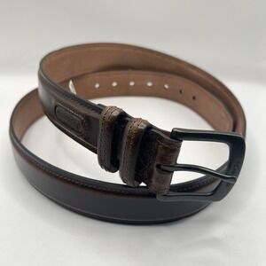 Columbia Genuine Leather Belt XL/42-44 Brown Stitch Detail Classic